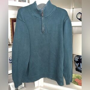 L.L.Bean Blue quarter zip all cotton sweater